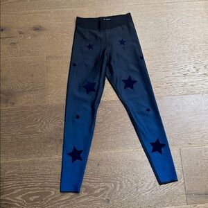 Ultracor Star Print Leggings Black Navy Velvet Stars Size S